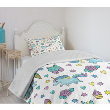 Hearts Stars Floral Bedspread Set