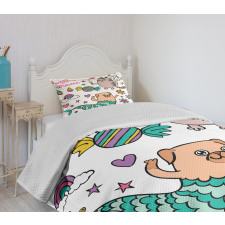 Pug Mermaid Wish Bedspread Set