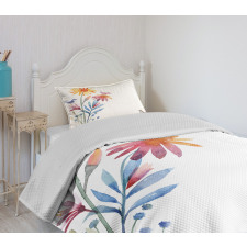 Flower Brush Effect Bedspread Set