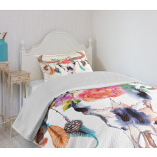 Bull Skull Boho Plant Bedspread Set