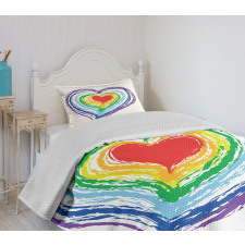 Nested Rainbow Heart Bedspread Set