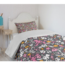 Kawai Bunnies Clouds Bedspread Set