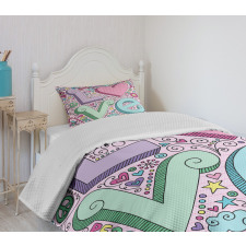 3D Lettering Groovy Bedspread Set