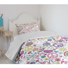 Sixties of Peace Bedspread Set