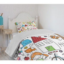 House Girl and Boy Bear Bedspread Set