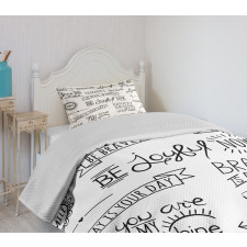 Various Happy Words Theme Bedspread Set