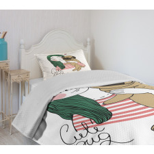 Dog with Girl Bedspread Set