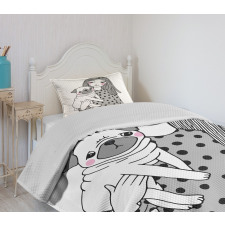 Girl Holding Her Pug Love Bedspread Set