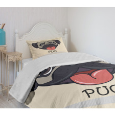 Cartoon Pug Caricature Bedspread Set