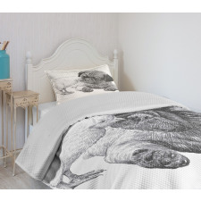 Pug Little Chick Hand Drawn Bedspread Set