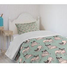 Sitting Stretching Dog Bedspread Set