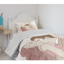 Romantic Man and Woman Bedspread Set