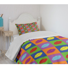 Vibrant Pop Art Kisses Bedspread Set