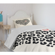 Heart Shaped Leopard Skin Bedspread Set