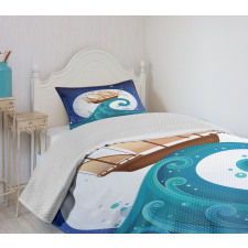 Old Ship Riding Waves Bedspread Set