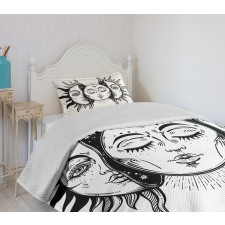 Monochrome Sun and Moon Bedspread Set