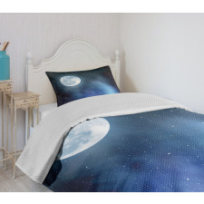 Starry Night Sky Full Moon Bedspread Set