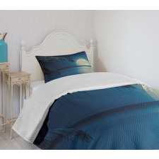 Blue Tropical Beach Image Bedspread Set