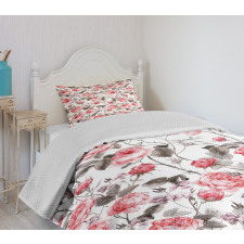 Classic Floral Watercolor Bedspread Set