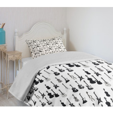 Monochrome Strings Design Bedspread Set