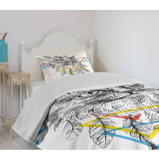 Ink Sketch Style Cat Bedspread Set