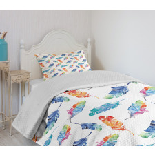 Watercolor Bird Feather Bedspread Set
