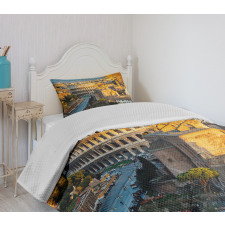 Colosseum View in Rome Bedspread Set