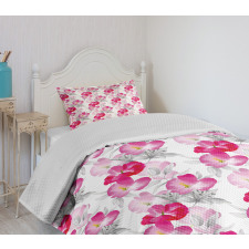 Watercolor Poppy Romance Bedspread Set