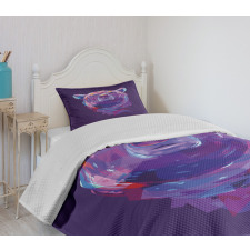 Mascot Face Brushstrokes Bedspread Set