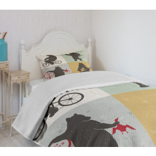 Funny Frames Drawing Style Bedspread Set