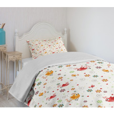 Birds Swirls Flowers Bedspread Set