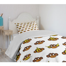 Funny Monkeys Bananas Bedspread Set