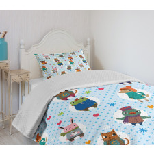 Animals Winter Clothing Bedspread Set