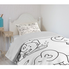 Monochrome Doodle Bedspread Set