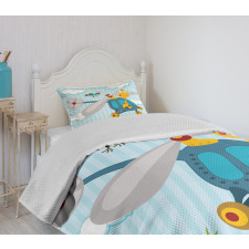 Funny Giraffe and Bird Bedspread Set