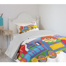 Clown Cat Bunny Train Bedspread Set