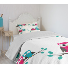 Couples of Owls on Tree Bedspread Set