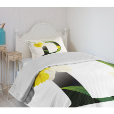D Silhouette Daffodils Bedspread Set