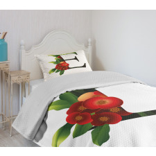 Alphabet Red Blooms Bedspread Set