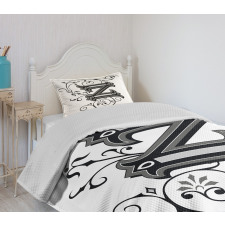 Calligraphic Capital Z Bedspread Set