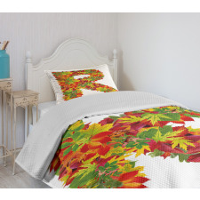 Floral R Maple Leaves Bedspread Set