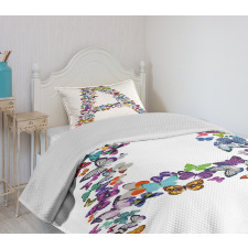 Butterfly Font Style Bedspread Set