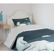 Polar Bear Moon Cartoon Bedspread Set