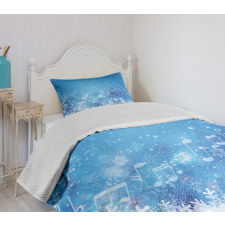 Music Notes Snowflakes Bedspread Set