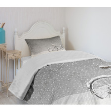 Bicycle Snow Calm Scene Bedspread Set