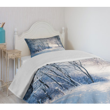 Alley in Snowy Forest Bedspread Set