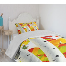 Autumn Scene with Leaves Bedspread Set