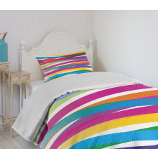 Vibrant Ribbon Design Bedspread Set