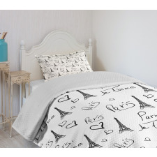 Eiffel Je T'aime Doodle Bedspread Set