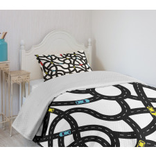 Urban Themed Road Design Bedspread Set